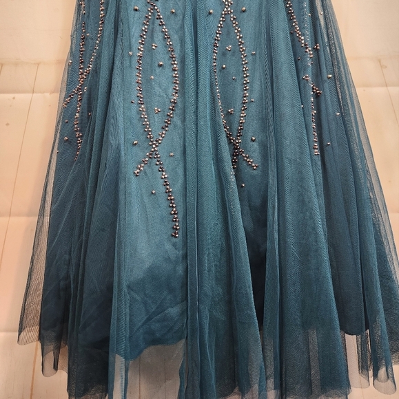 Xscape Beaded Embellished Wedding Mother of The Bride Evening Maxi Gown Green 10 - Picture 9 of 14